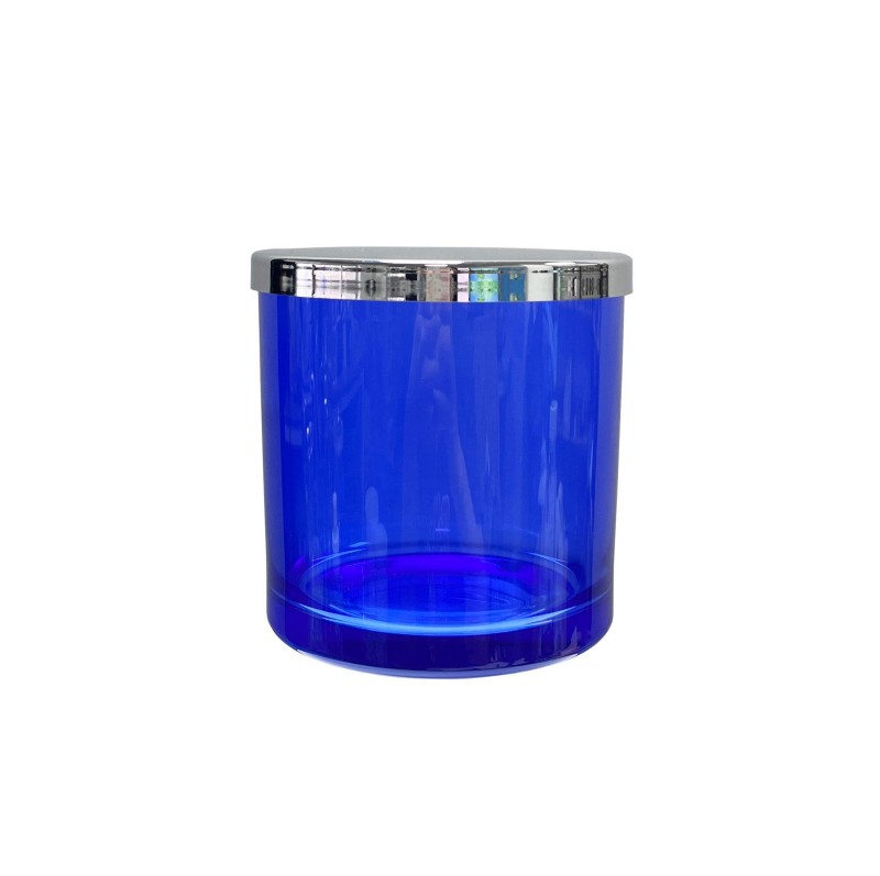 435G Transparent Sky Blue Two-color Glass Candle Jars With Top Selling